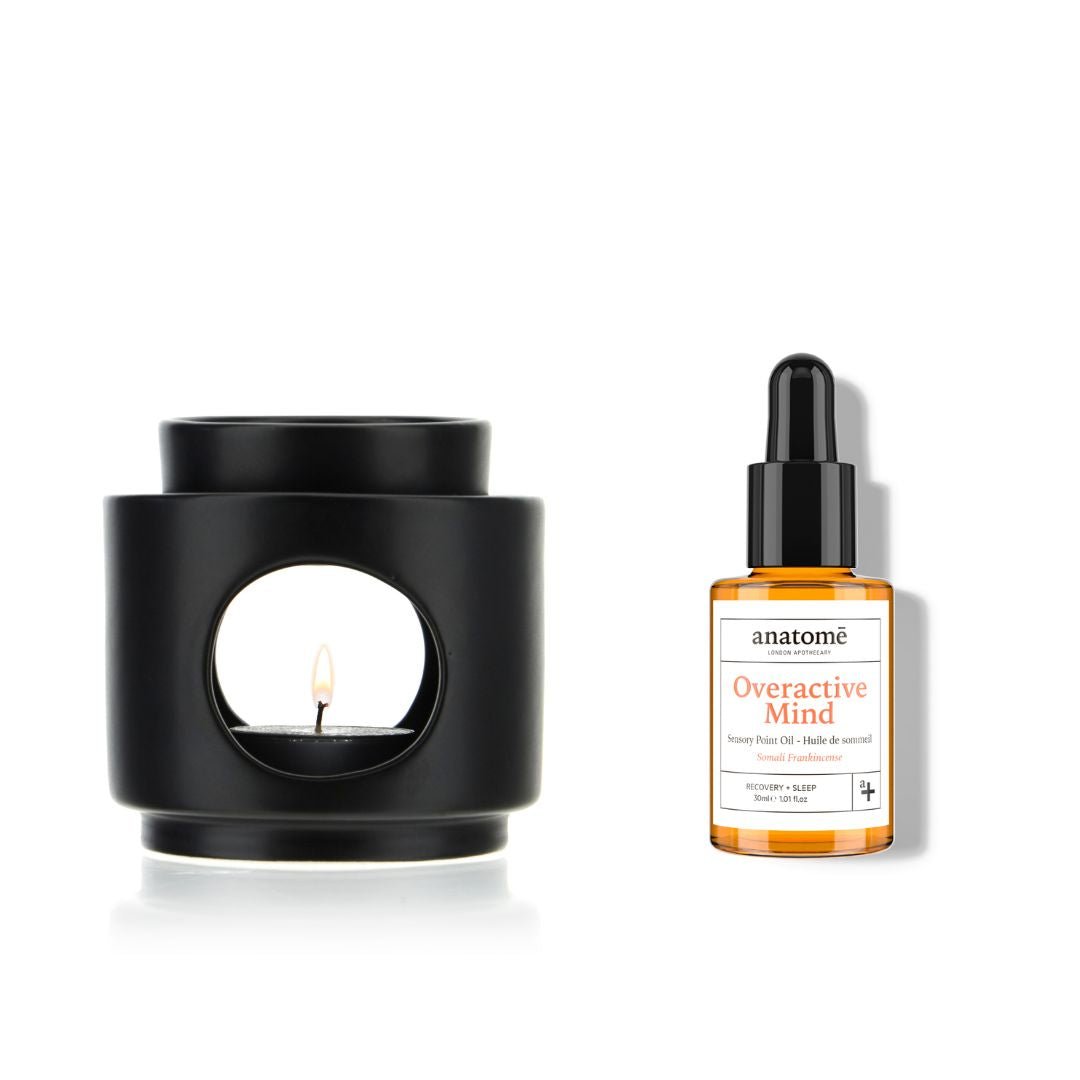 Ceramic Oil Burner and Overactive Mind Sensory Point Sleep Oil - anatomē