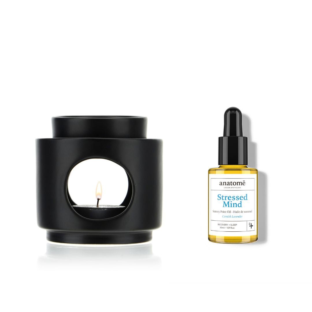 Ceramic Oil Burner and Stressed Mind Sensory Point Sleep Oil - anatomē